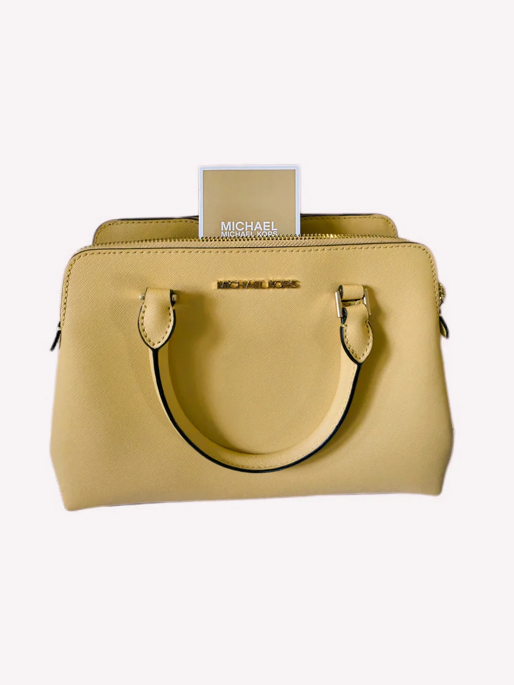 Michael Kors Yellow Idina Saffiano Leather Crossbody Purse Gold Hardware NWOT